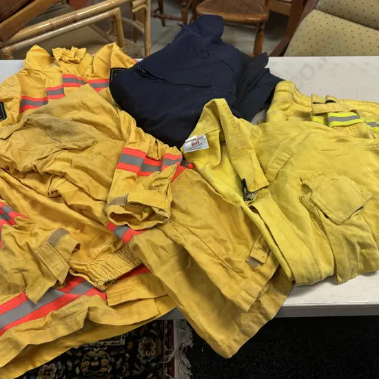 Fire Fighters Protective Gear Clothing & Navy Blue Overalls