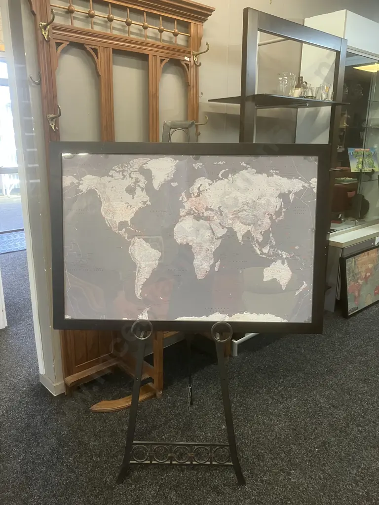 Framed World Map. 67 x 97cm Image 1++