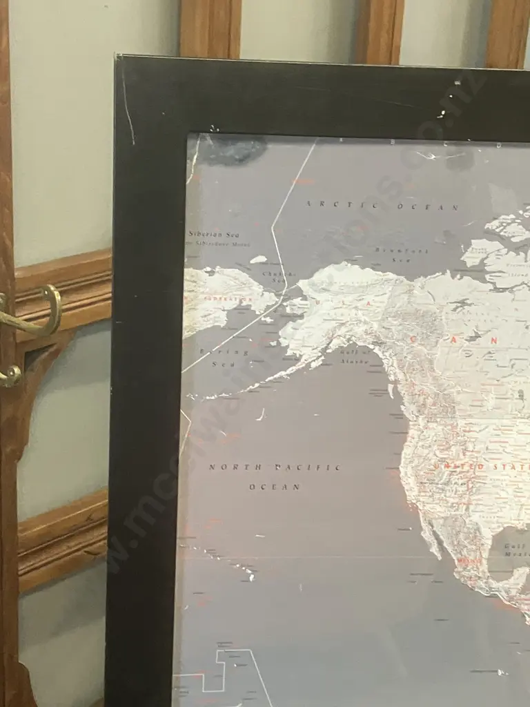 Framed World Map. 67 x 97cm Image 1++