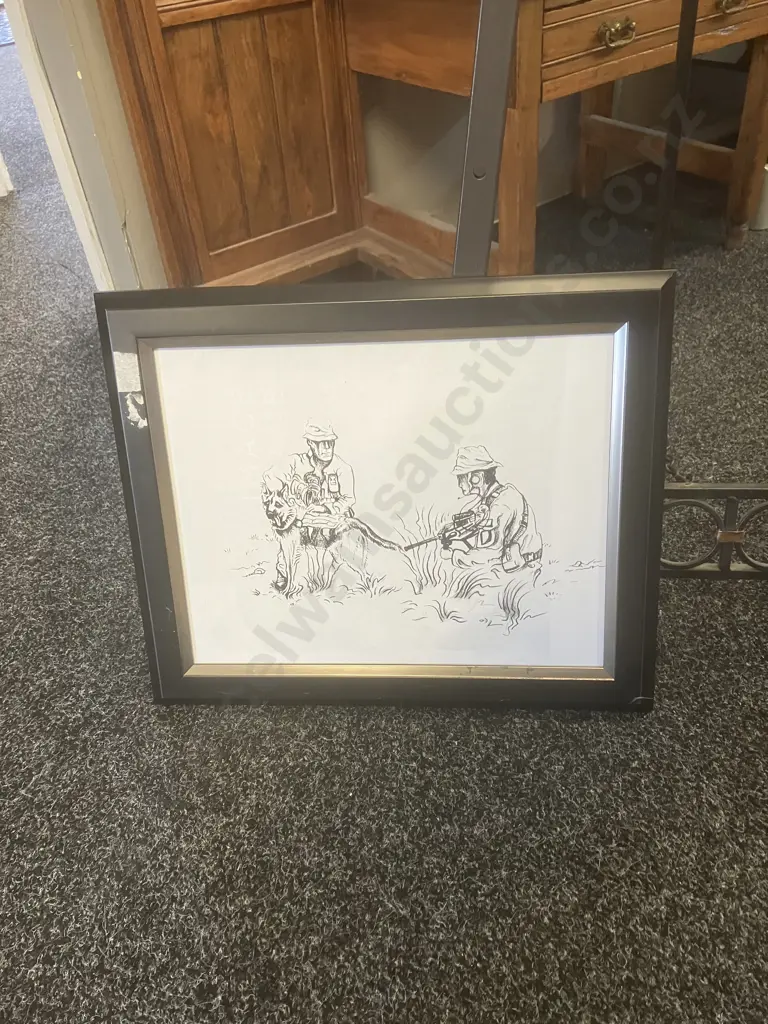 Four Military Themed Ink Drawings Image 1++