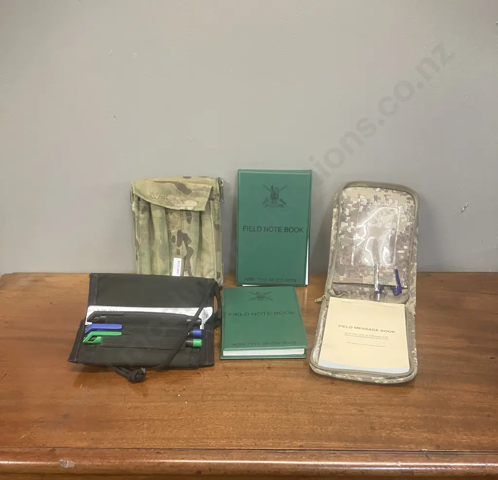 Web-tex Field Message Book Cover With Pad & Pens, Pair of NZ Army Field Note Books, Camo Covered Field Message Book Etc Image 1++