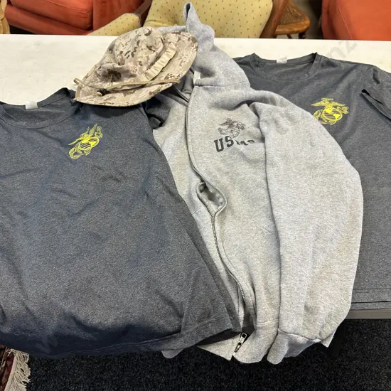 USMC Desert Marpat Boonie Cover, 2nd Battalion 3rd Marine Unit "Island Warriors" T-Shirts, Grey Full Zip Hoodie