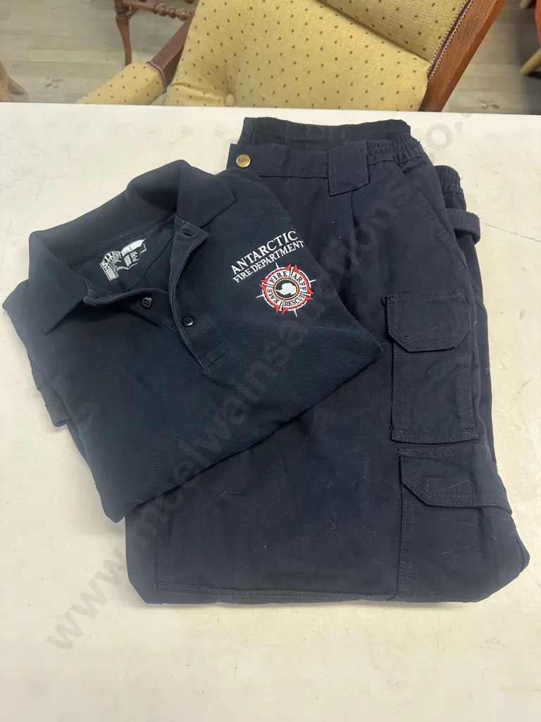 5.11 Tactical Performance Short Sleeve Polo With Antarctic Fire Department Logo & 5.11 Work Pants Size UK 38. Image 1++