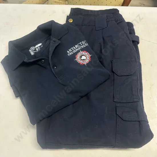 5.11 Tactical Performance Short Sleeve Polo With Antarctic Fire Department Logo & 5.11 Work Pants Size UK 38.