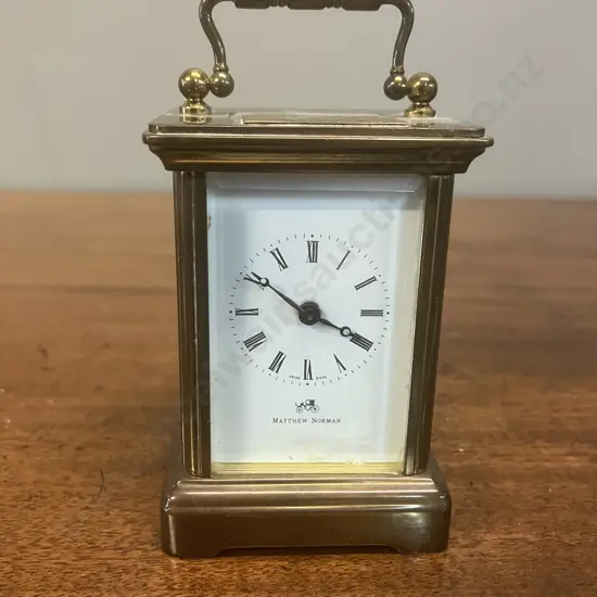Matthew Norman Brass Carriage Clock Model 1760, 11 Jewel, Swiss Made (No Key)