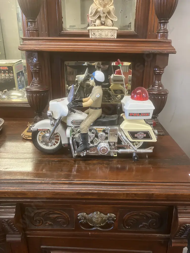 1984 Son Ai Toys Battery Operated Motorcycle, Police Jumbo Cycle, 1:6 Scale, Working Condition, With Original Box Image 1++