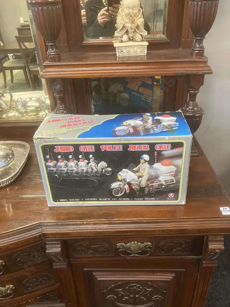 1984 Son Ai Toys Battery Operated Motorcycle, Police Jumbo Cycle, 1:6 Scale, Working Condition, With Original Box Image 1++