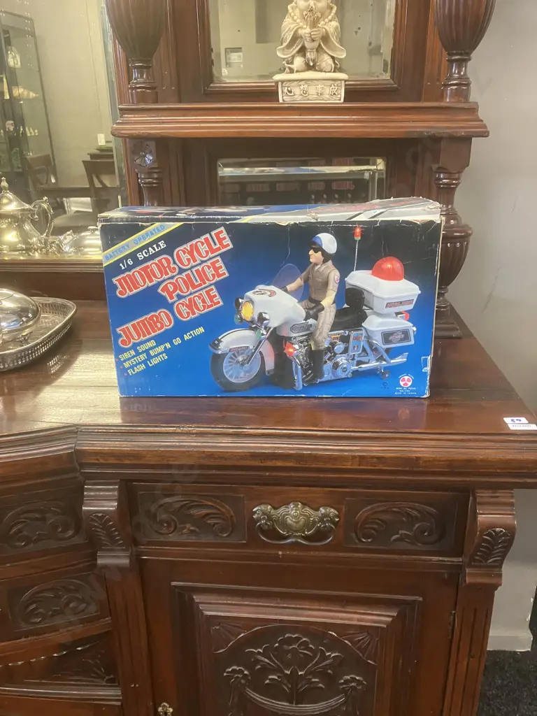 1984 Son Ai Toys Battery Operated Motorcycle, Police Jumbo Cycle, 1:6 Scale, Working Condition, With Original Box Image 1++