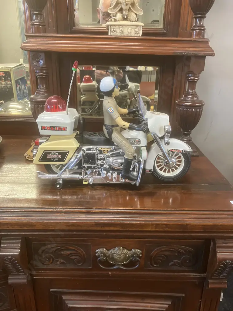 1984 Son Ai Toys Battery Operated Motorcycle, Police Jumbo Cycle, 1:6 Scale, Working Condition, With Original Box Image 1++