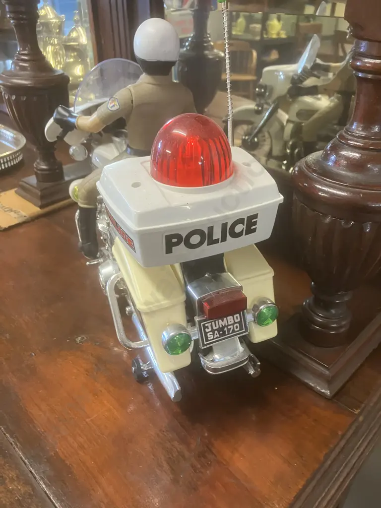 1984 Son Ai Toys Battery Operated Motorcycle, Police Jumbo Cycle, 1:6 Scale, Working Condition, With Original Box Image 1++
