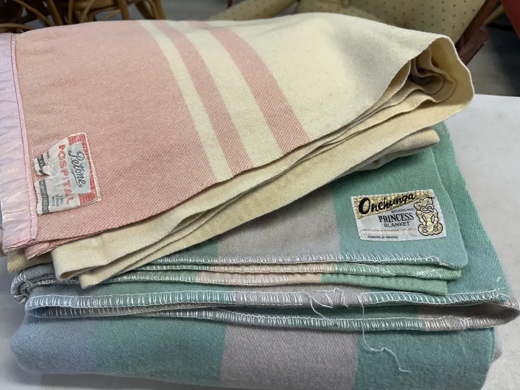 Vintage Woollen Blankets Including Onehunga Princess & Petone Hospital Image 1++