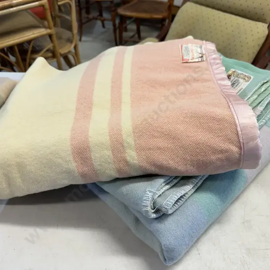 Vintage Woollen Blankets Including Onehunga Princess & Petone Hospital