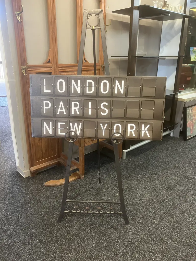 PARIS LONDON NEW YORK Destination Board Canvas Print. 38 x 80cm Image 1++