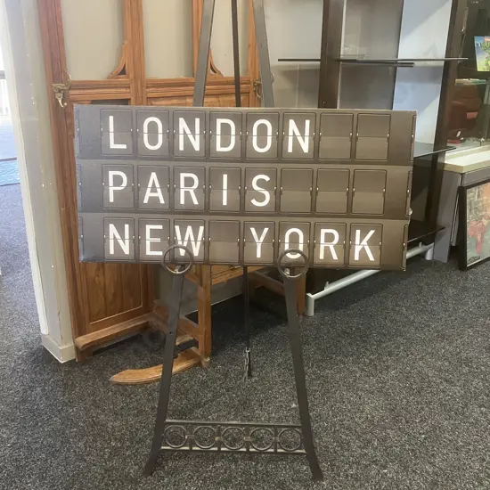 PARIS LONDON NEW YORK Destination Board Canvas Print. 38 x 80cm