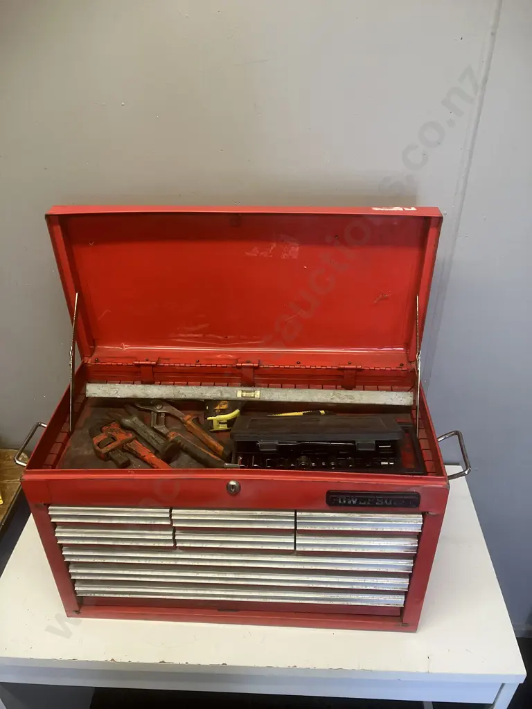 PowerBuilt 9 Drawer Toolbox & Tools With Record 918 Bolt Cutters Image 1++