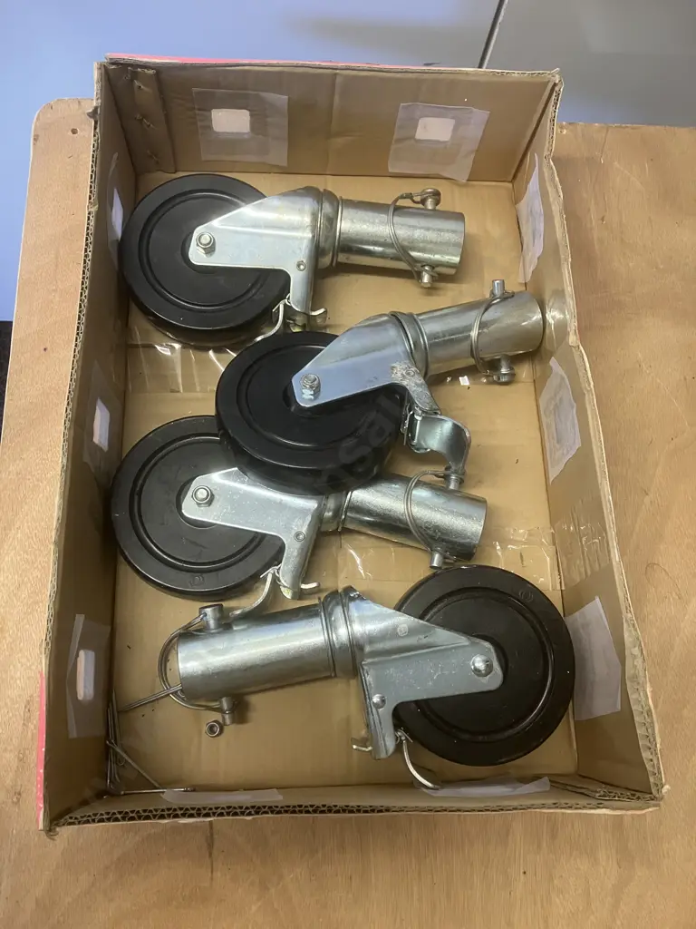 12.5cm Rolling Scaffolding Castor Wheels With Brakes - Set of Four Image 1++
