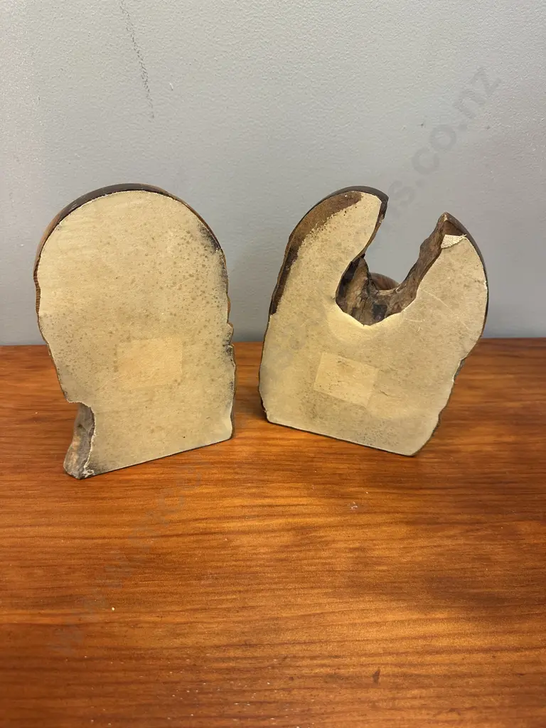 Polished Vintage  Wooden Bookends H20cm. Image 1++