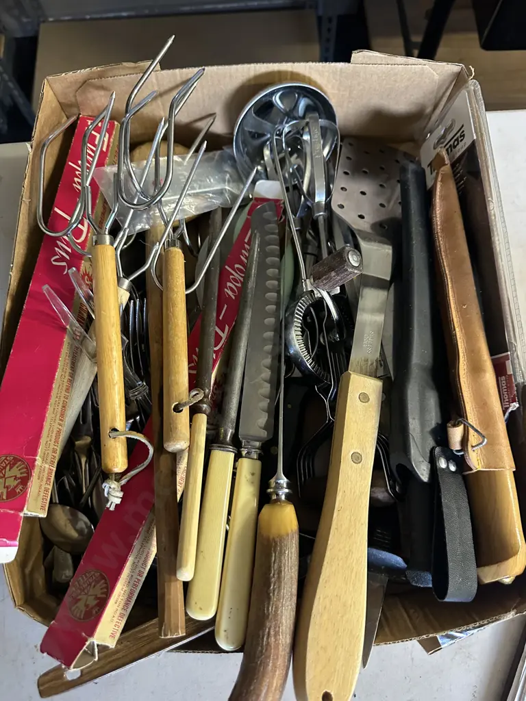 Vintage Utensils Including Cutlery, Bone handled Steels, Knife Etc Image 1++