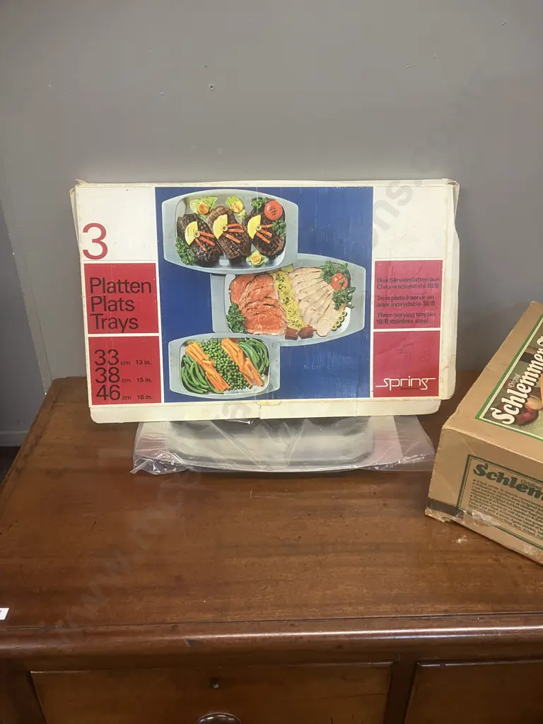 Vintage Original Schlemmer Topf & Swiss Three Trays Set With Original Boxes Image 1++