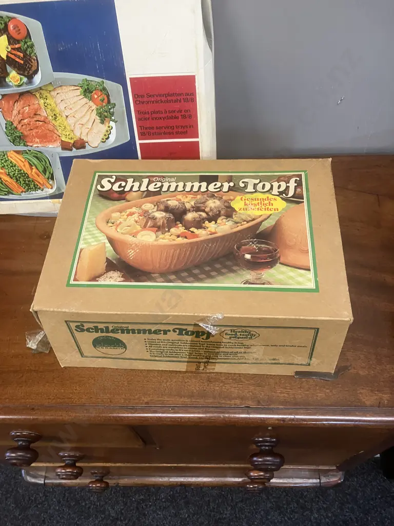 Vintage Original Schlemmer Topf & Swiss Three Trays Set With Original Boxes Image 1++