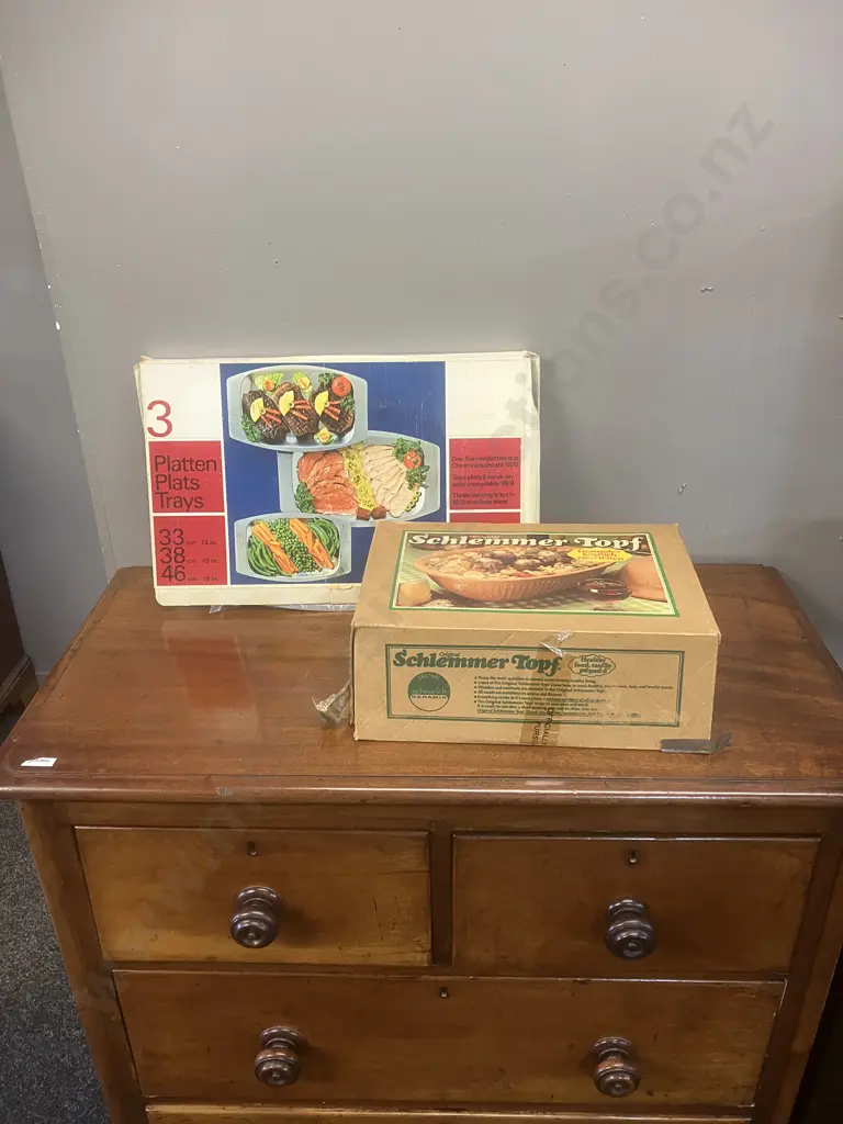 Vintage Original Schlemmer Topf & Swiss Three Trays Set With Original Boxes Image 1++