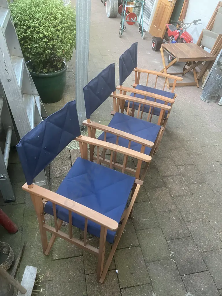 Set of Three Teak Directors Chairs Image 1++