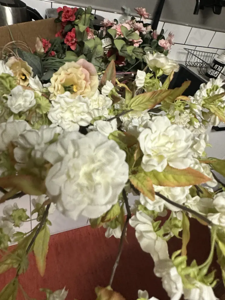 Box Lot Of Faux Flowers Image 1++