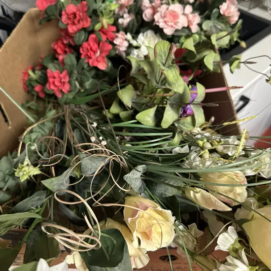 Box Lot Of Faux Flowers
