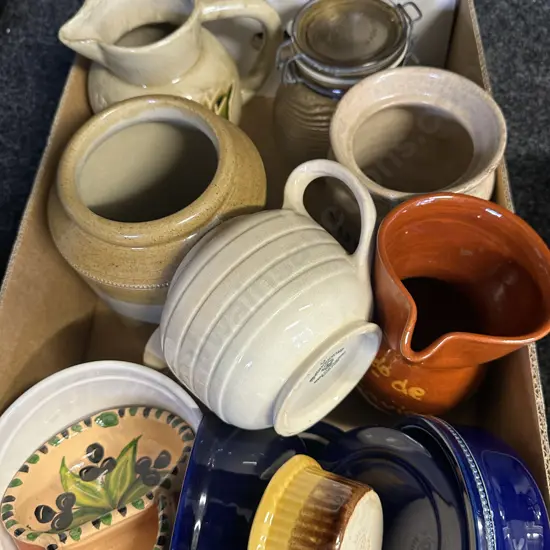 Box Lot Of Pottery & Stoneware Items Etc