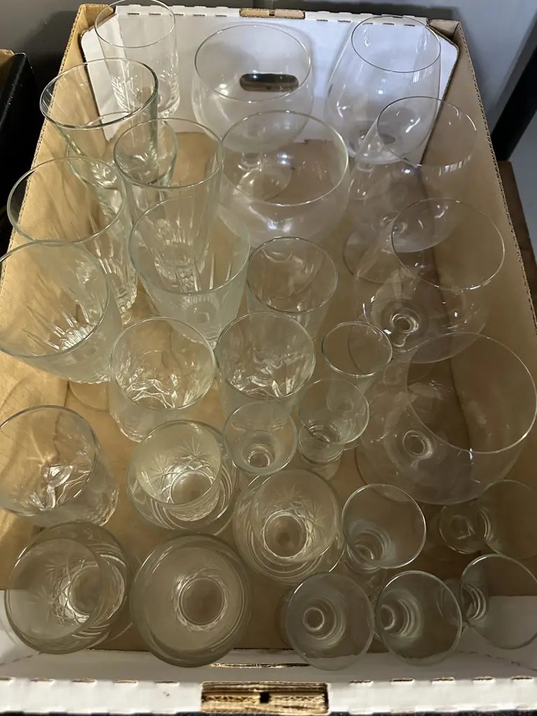 Box Lot Of Assorted Glasses Image 1++