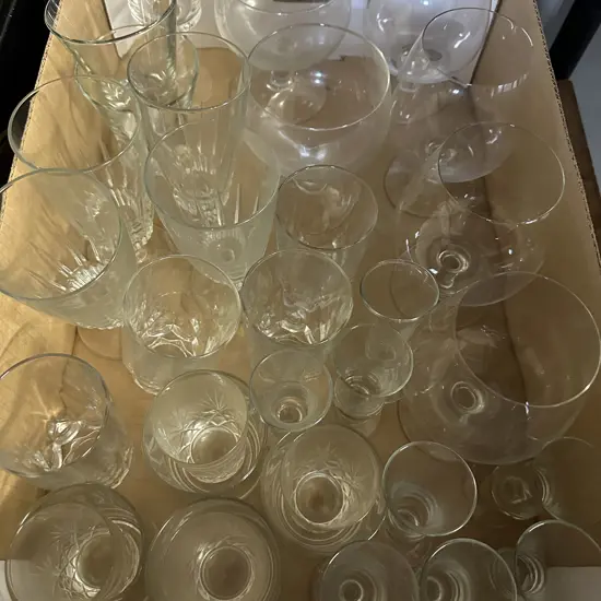 Box Lot Of Assorted Glasses