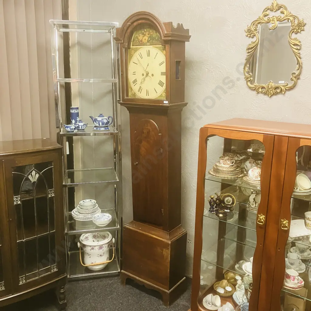 George III Oak Longcase Clock, With Painted Dial Depicting Peacock & Flowers. Eight Day Movement, Date Dial & Seconds Image 1++