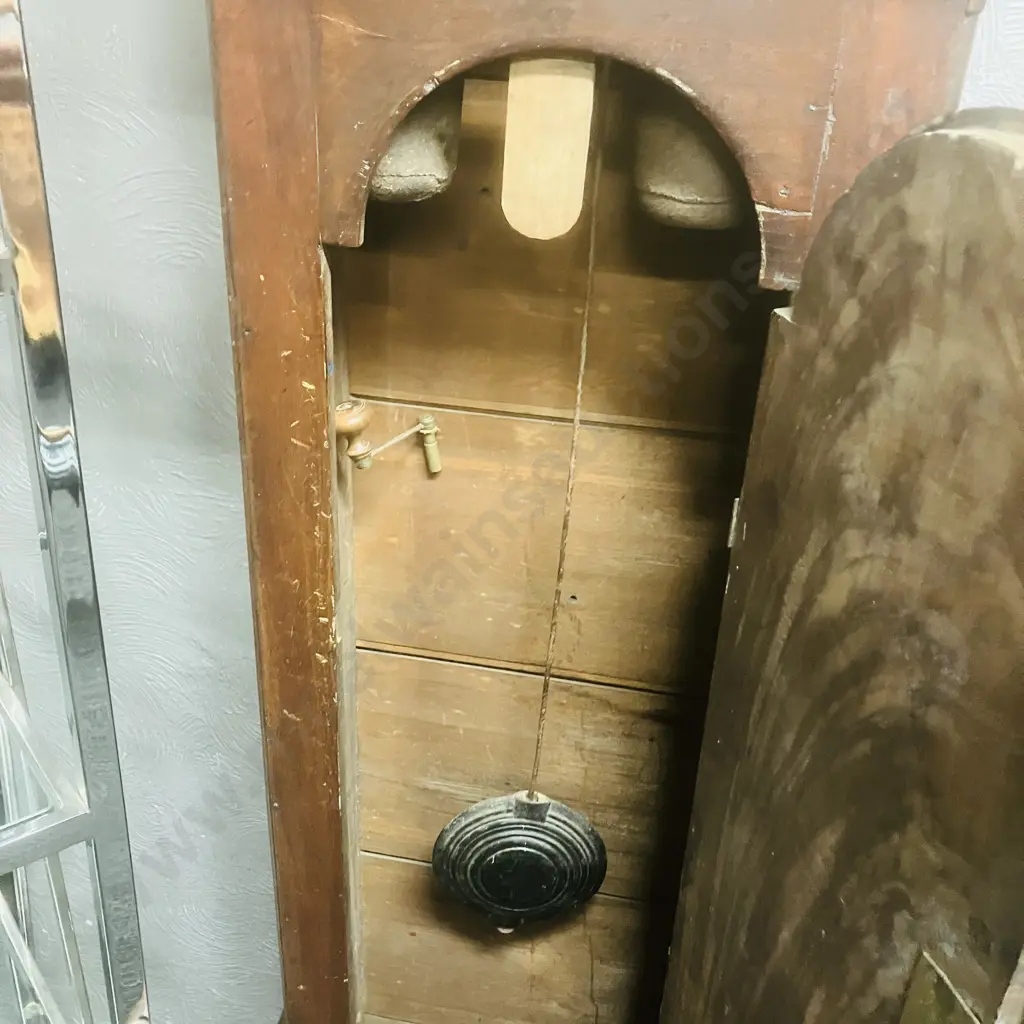 George III Oak Longcase Clock, With Painted Dial Depicting Peacock & Flowers. Eight Day Movement, Date Dial & Seconds Image 1++