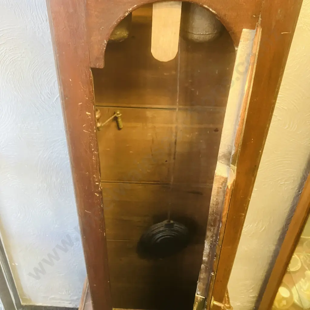 George III Oak Longcase Clock, With Painted Dial Depicting Peacock & Flowers. Eight Day Movement, Date Dial & Seconds Image 1++