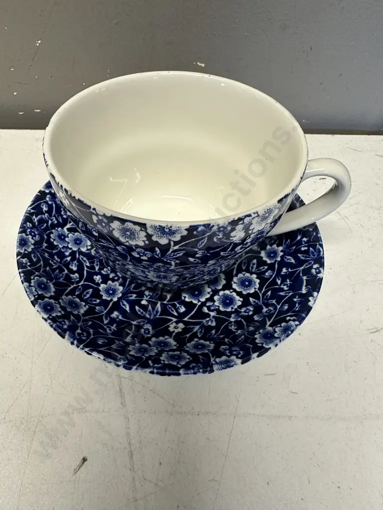 Burleigh Blue Calico Breakfast Cup & Saucer Image 1++