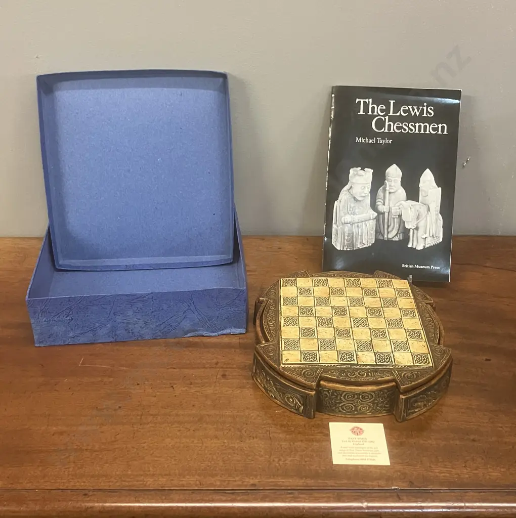 Compact Isle Of Lewis Chess Set - 8" Chess Board, 32 Piece With Storage - Made In England Image 1++