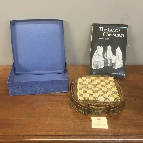 Compact Isle Of Lewis Chess Set - 8" Chess Board, 32 Piece With Storage - Made In England