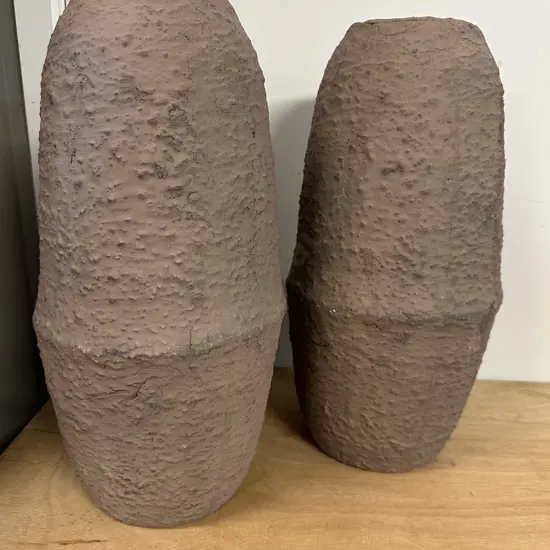 Pair Of Luna Vases Textured Chocolate 36x18cm.