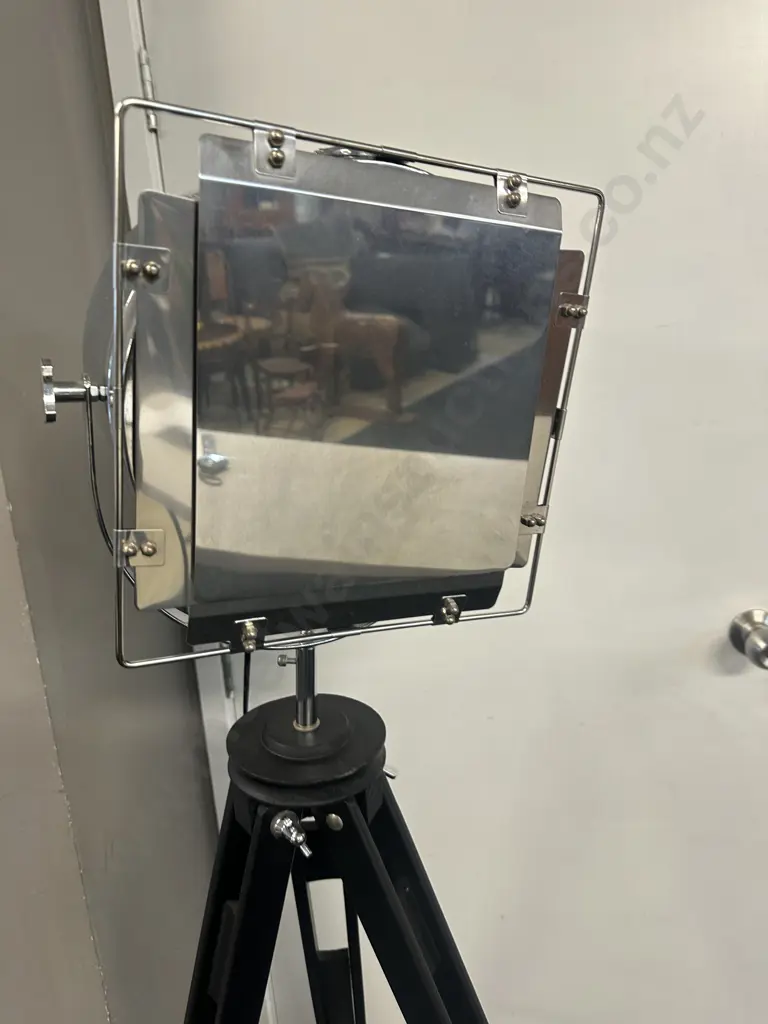 Industrial Style Silver & Black Tripod Floor Lamp With Four Adjustable Shutters H160cm.  Image 1++