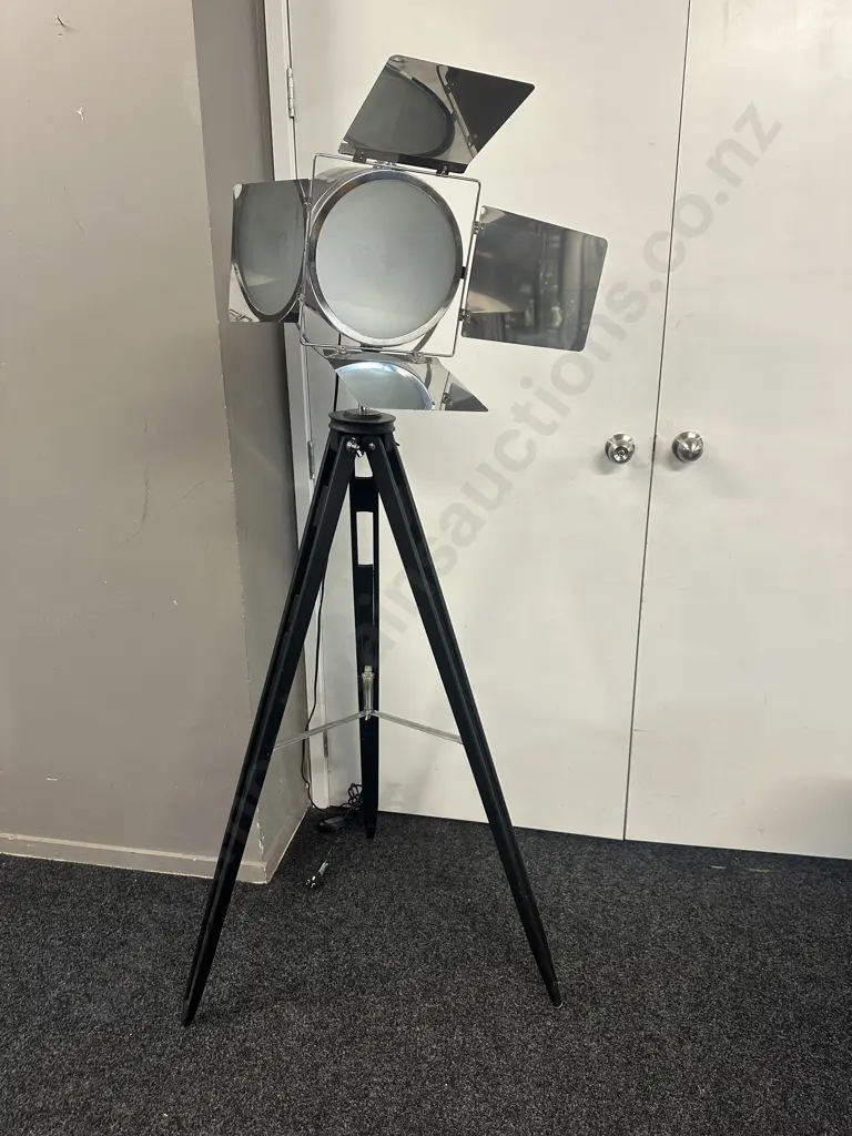 Industrial Style Silver & Black Tripod Floor Lamp With Four Adjustable Shutters H160cm.  Image 1++