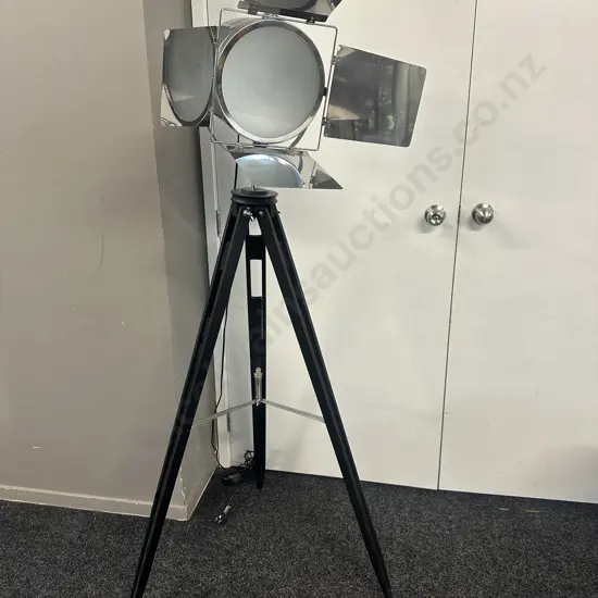 Industrial Style Silver & Black Tripod Floor Lamp With Four Adjustable Shutters H160cm. 