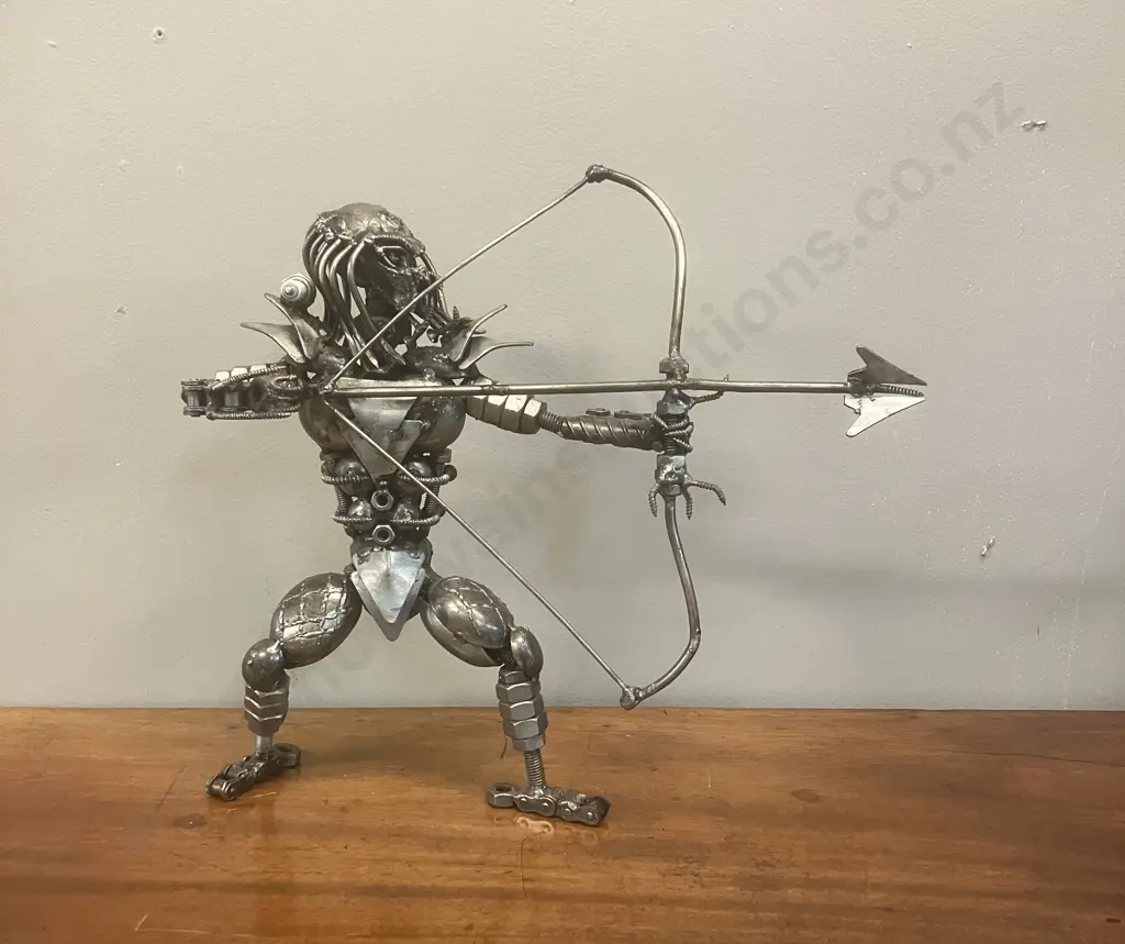 Predator With Bow & Arrow Metal Sculpture. 33 x 36cm Image 1++