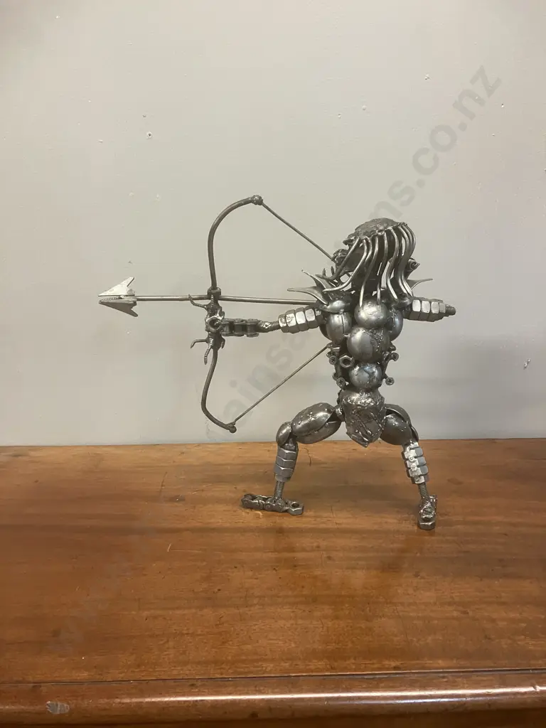 Predator With Bow & Arrow Metal Sculpture. 33 x 36cm Image 1++