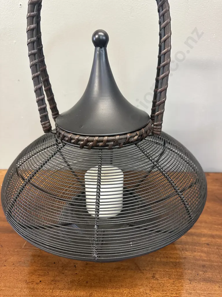 Black Wired Cage Design Candle/Lantern H45cm. Image 1++