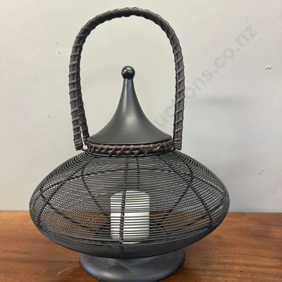 Black Wired Cage Design Candle/Lantern H45cm.