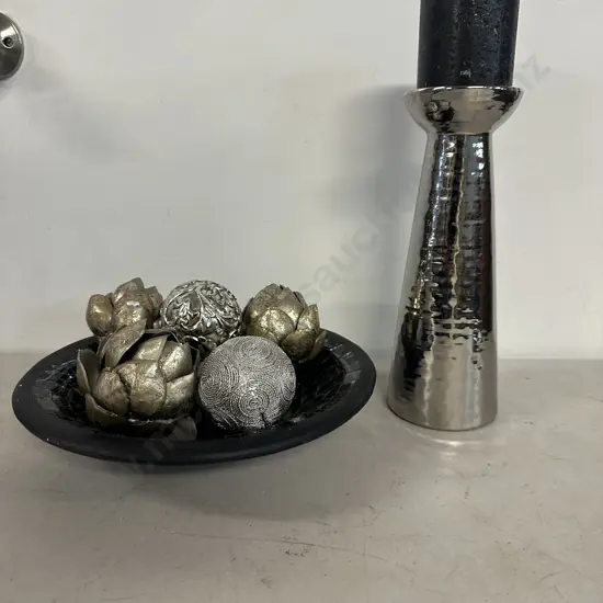 Mosaic Bowl, Candle Holder, Candle & Decorative Balls 