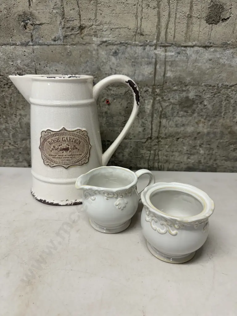 Decorative Rustic Style Pitcher & Ashdene Jug & Creamer Image 1++