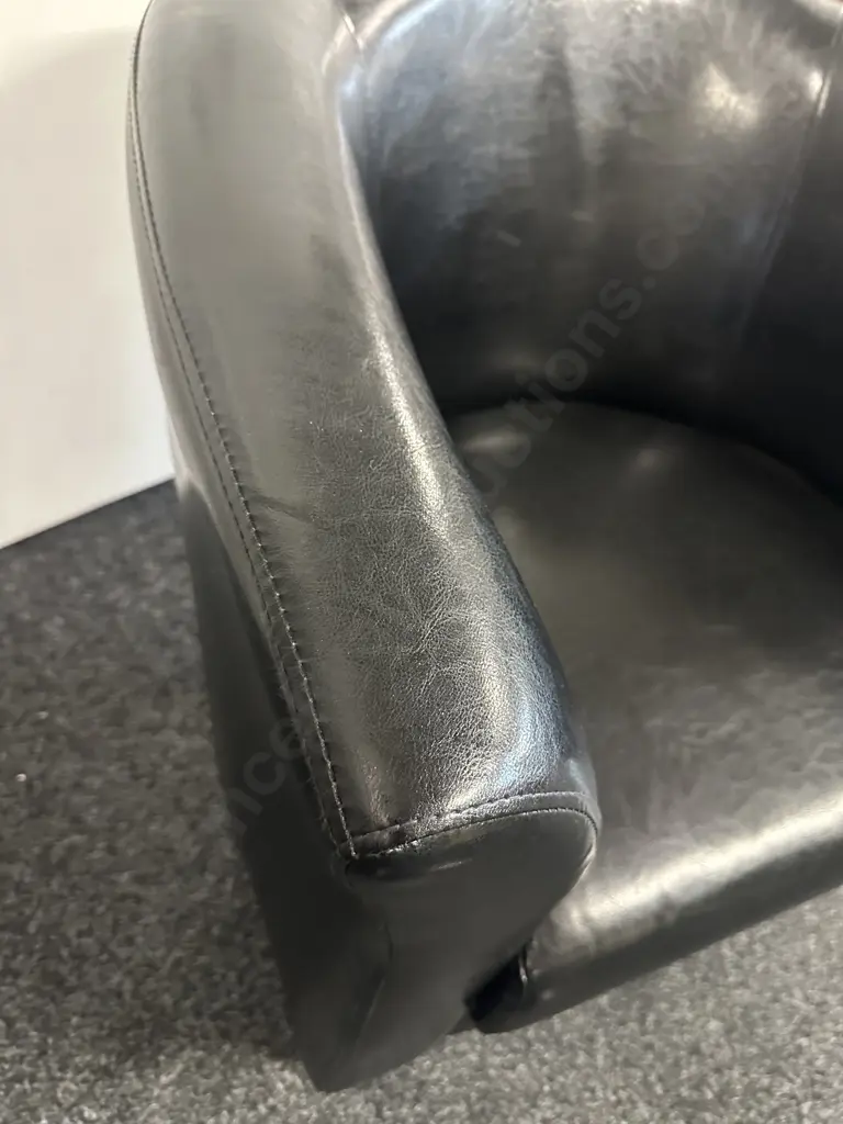 Black Leather Look Tub Chair W73cm. Image 1++