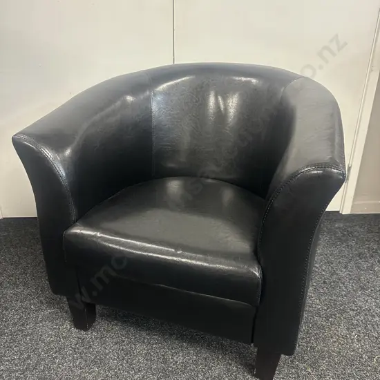 Black Leather Look Tub Chair W73cm.