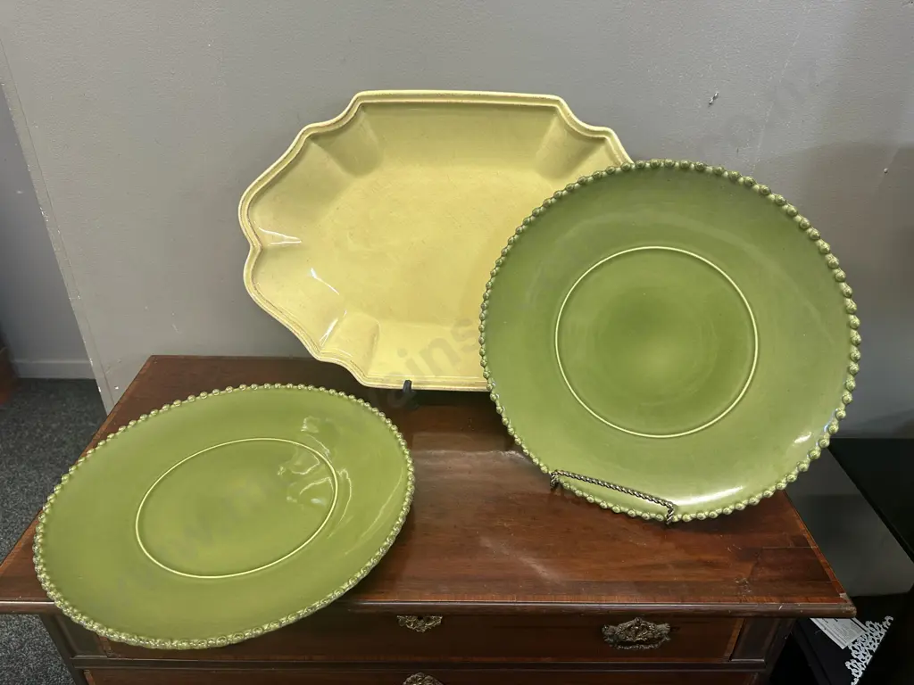 Large French Country Round Serving Plates & Large Platter Made In Portugal Image 1++